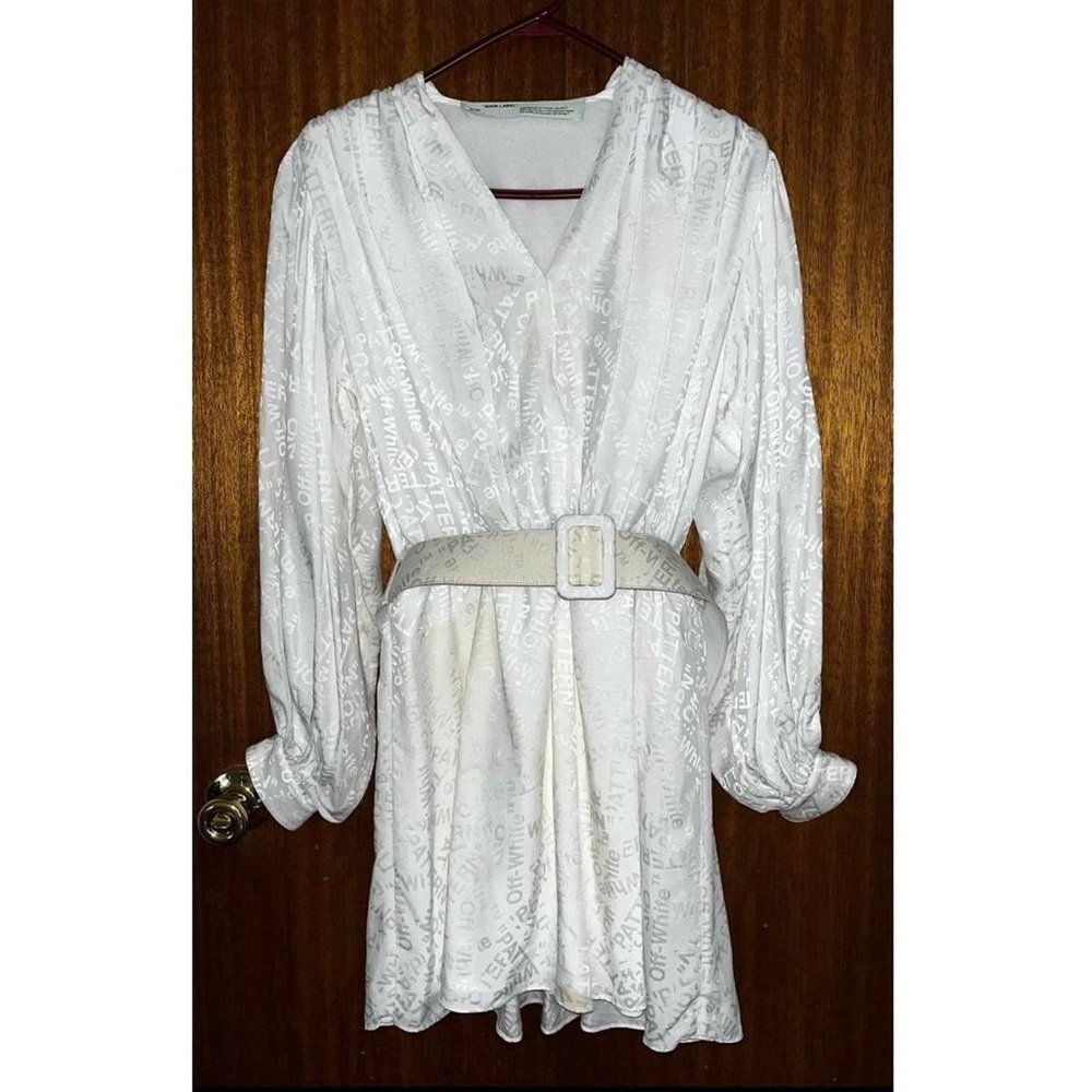 Off-White White belted logo mini dress - so cute/ girl boss